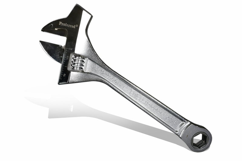 Proferred T10001 Mining Adjustable Wrench with Hammer, Chrome Finish, 12" - Image 4